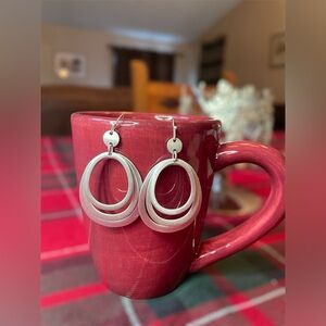 Silver Oval Dangle Earrings